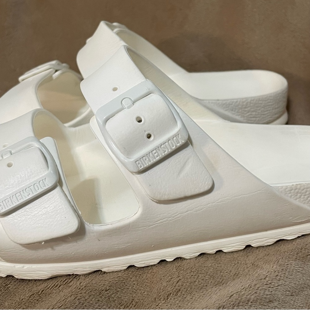 Birkenstock White EVA Arizona Two-Strap Slide Sandals. - Picture 4 of 10